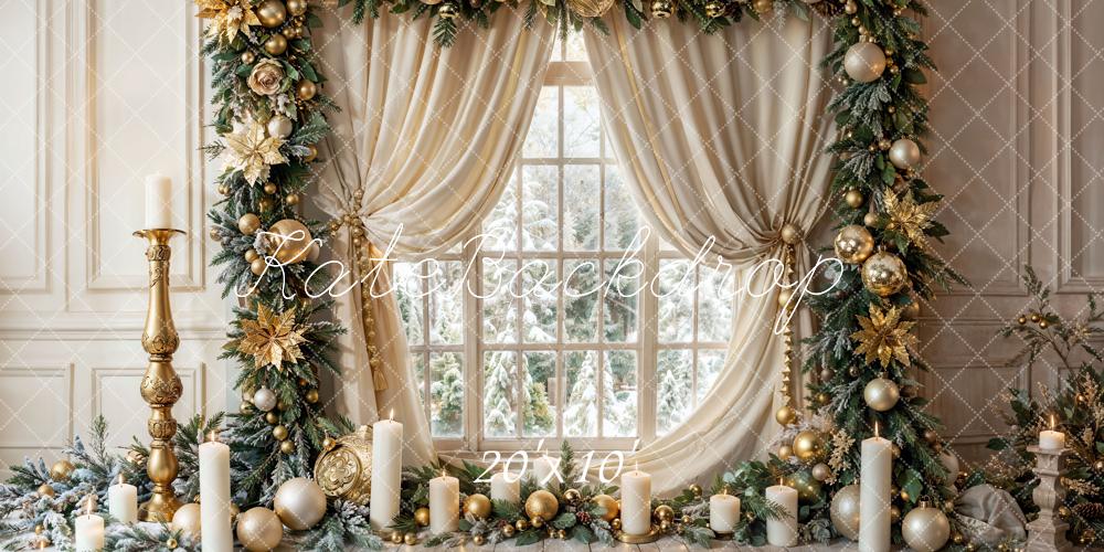 Kate Christmas Vintage White Candle Window Backdrop Designed by Emetselch - Kate Backdrop AU