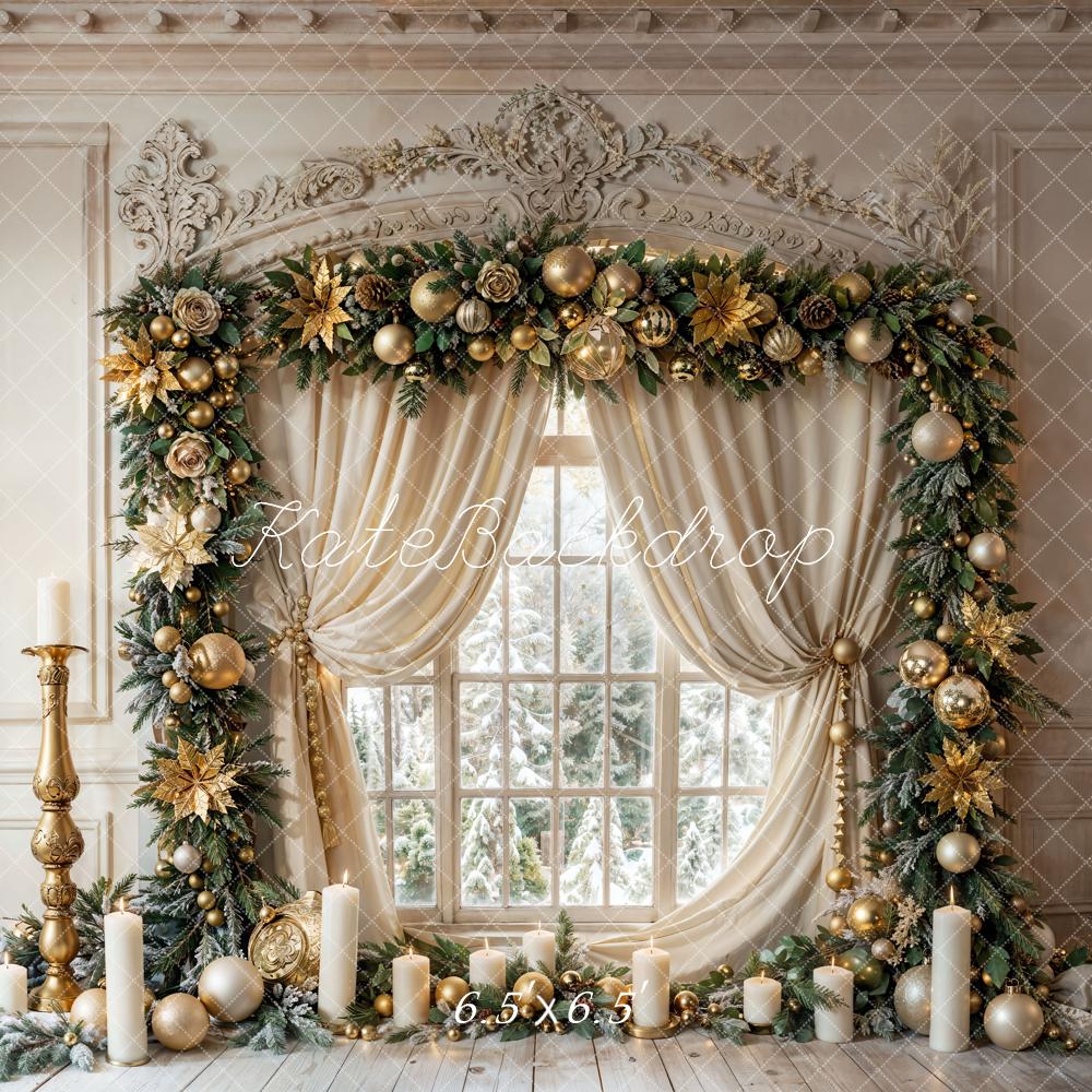 Kate Christmas Vintage White Candle Window Backdrop Designed by Emetselch - Kate Backdrop AU