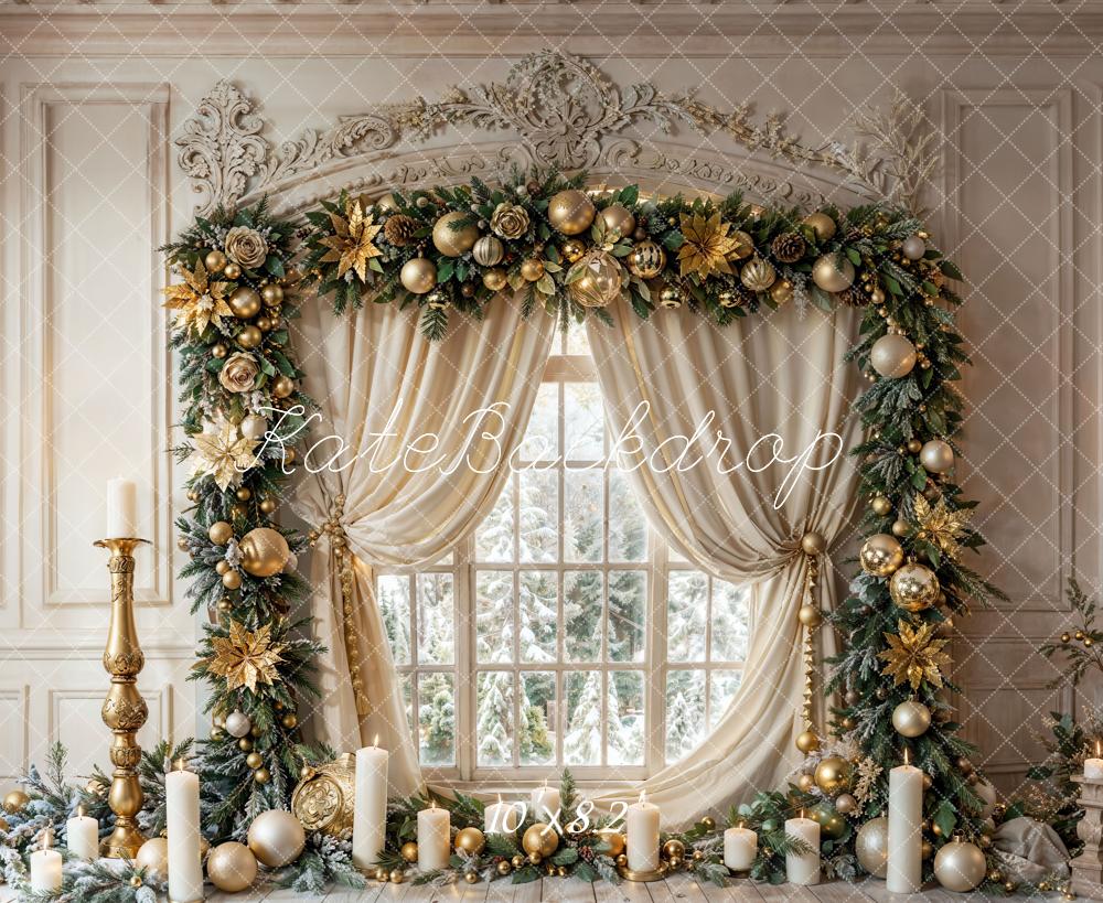 Kate Christmas Vintage White Candle Window Backdrop Designed by Emetselch - Kate Backdrop AU