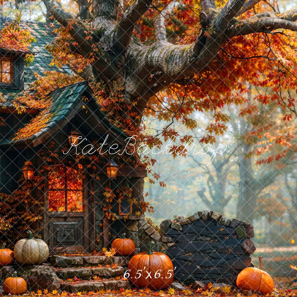 Kate Fall Forest Pumpkin Hut Backdrop Designed by Emetselch - Kate Backdrop AU