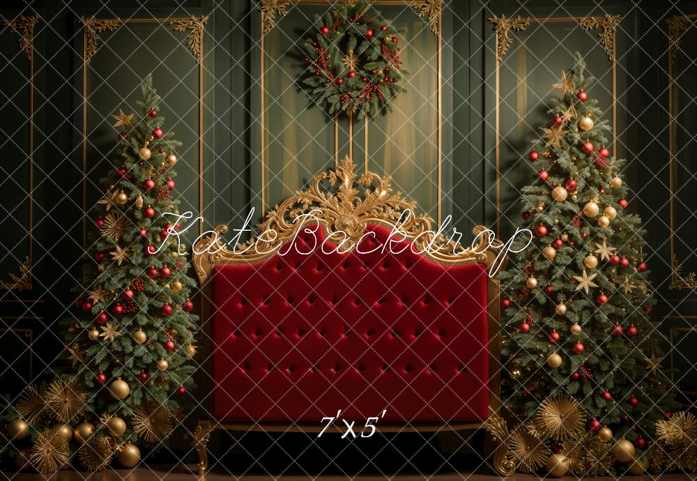 Kate Christmas Tree Red Headboard Backdrop Designed by Emetselch - Kate Backdrop AU