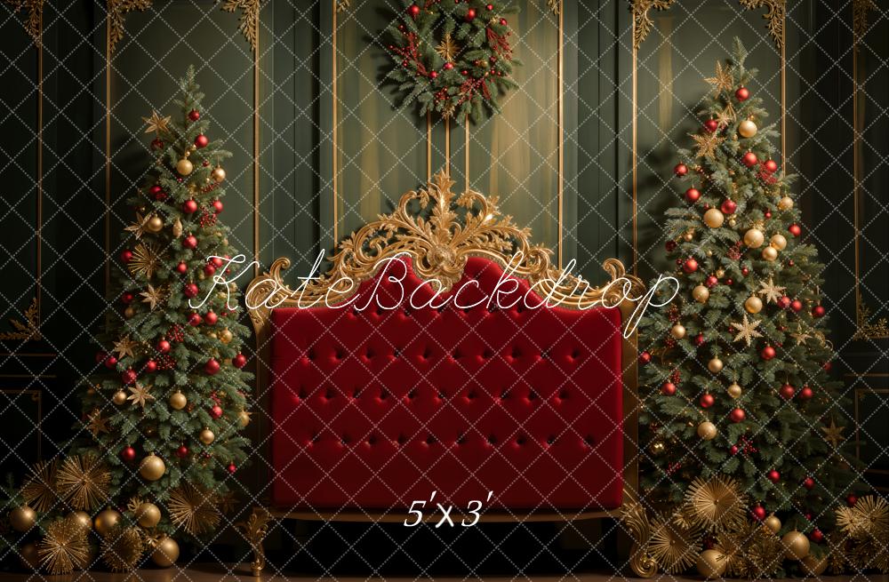 Kate Christmas Tree Red Headboard Backdrop Designed by Emetselch - Kate Backdrop AU