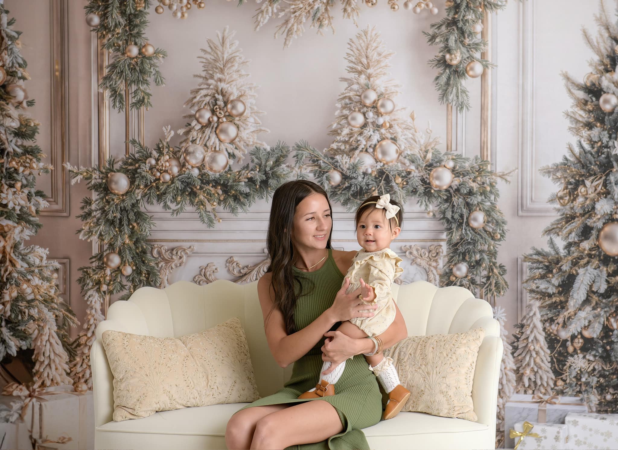 Kate Christmas White Vintage Brick Fireplace Backdrop Designed by Emetselch - Kate Backdrop AU