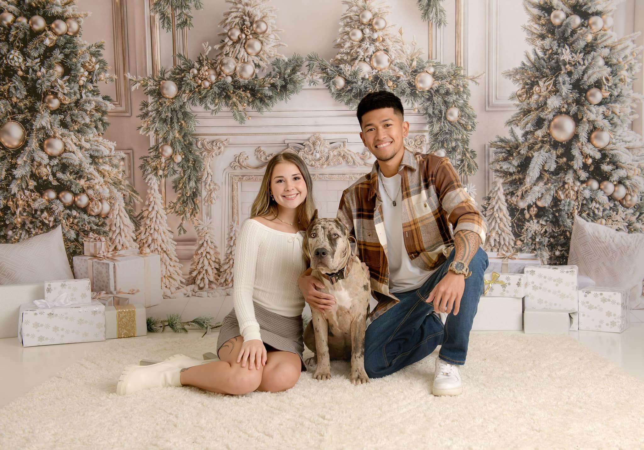 Kate Christmas White Vintage Brick Fireplace Backdrop Designed by Emetselch - Kate Backdrop AU