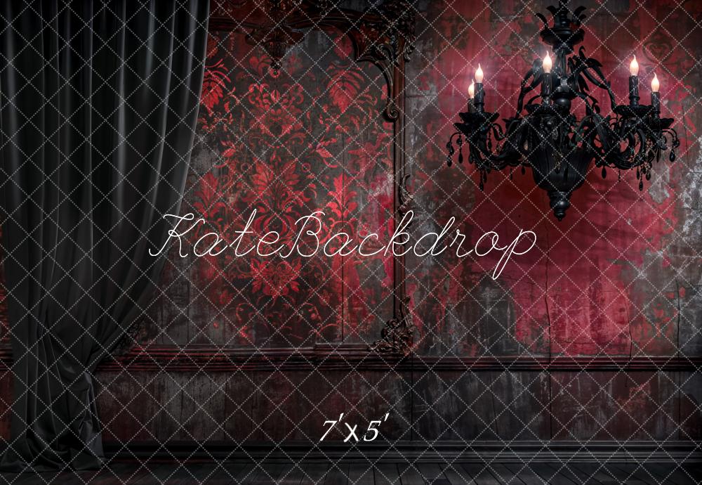 Kate Retro Wall Backdrop Halloween Dark Black Curtains Red Designed by Emetselch - Kate Backdrop AU