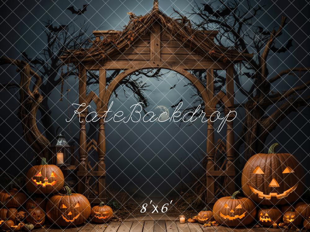 Kate Halloween Dark Pumpkin Arch Backdrop Designed by Emetselch - Kate Backdrop AU