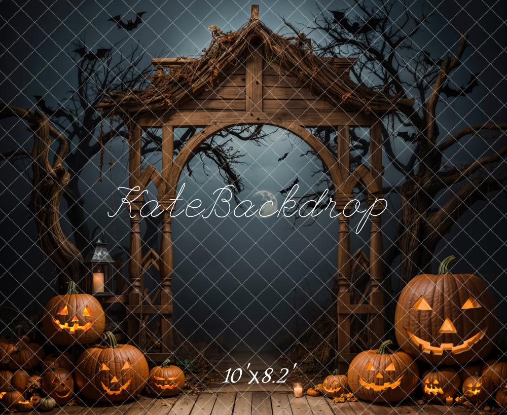 Kate Halloween Dark Pumpkin Arch Backdrop Designed by Emetselch - Kate Backdrop AU