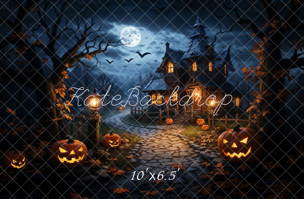 Kate Halloween Backdrop Pumpkin Magic Dark Forest Castle Designed by Emetselch - Kate Backdrop AU