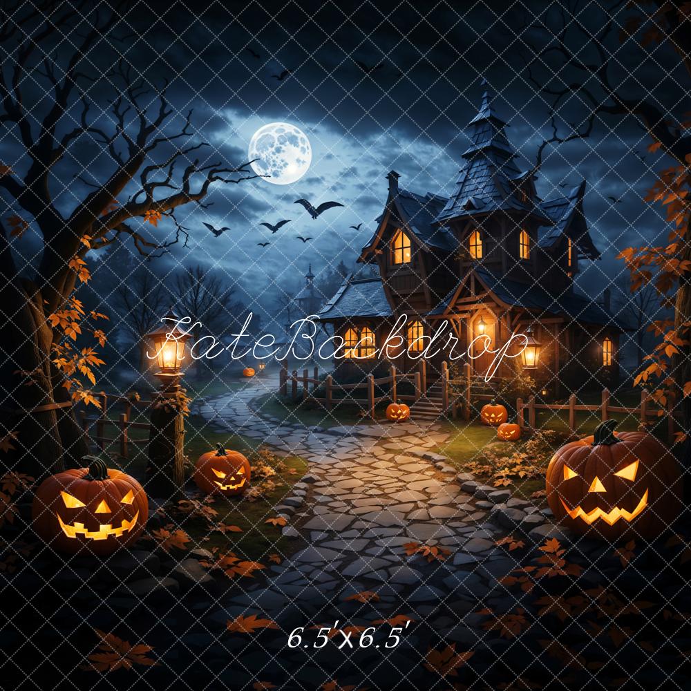 Kate Halloween Backdrop Pumpkin Magic Dark Forest Castle Designed by Emetselch - Kate Backdrop AU