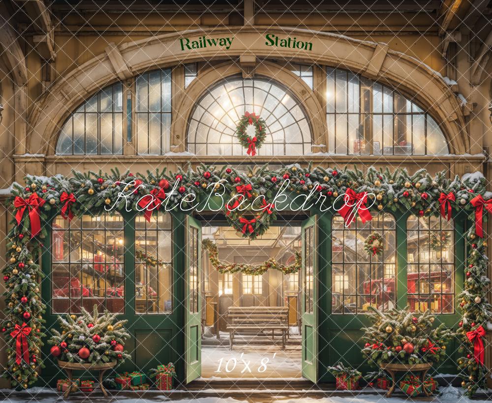 Kate Christmas Railway Station Backdrop Designed by Emetselch - Kate Backdrop AU