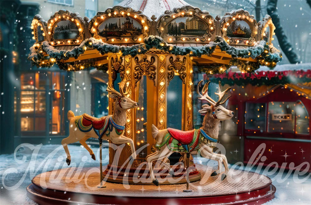 Kate Christmas Carousel Winter Backdrop Designed by Mini MakeBelieve - Kate Backdrop AU