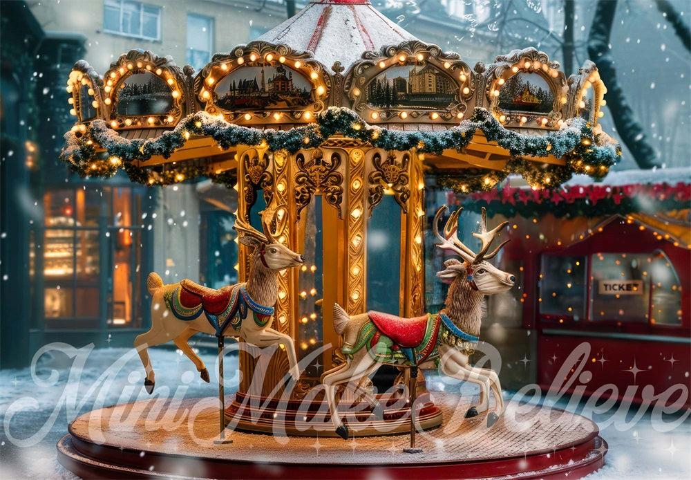 Kate Christmas Carousel Winter Backdrop Designed by Mini MakeBelieve - Kate Backdrop AU