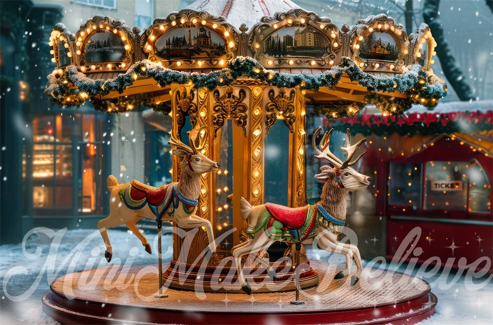 Kate Christmas Carousel Winter Backdrop Designed by Mini MakeBelieve - Kate Backdrop AU