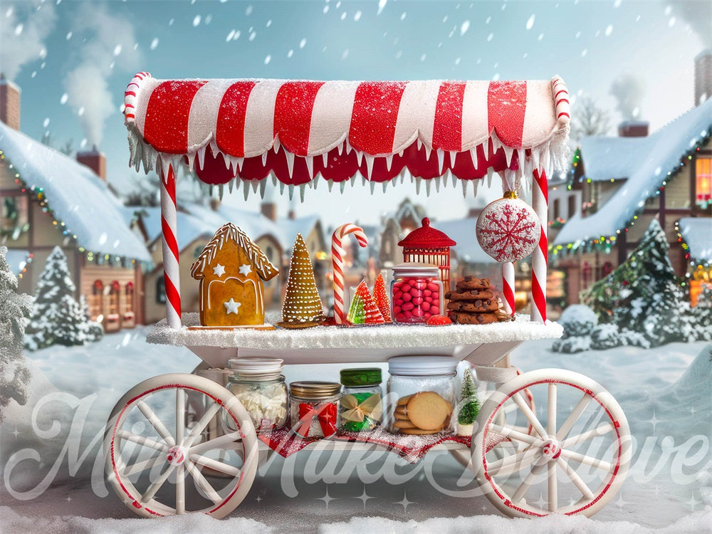 Kate Christmas Backdrop Gingerbread Candy Stand Cart Designed by Mini MakeBelieve - Kate Backdrop AU