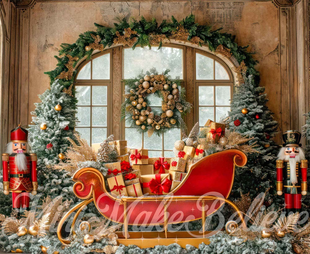 Kate Christmas Interior Sleigh Backdrop Designed by Mini MakeBelieve - Kate Backdrop AU