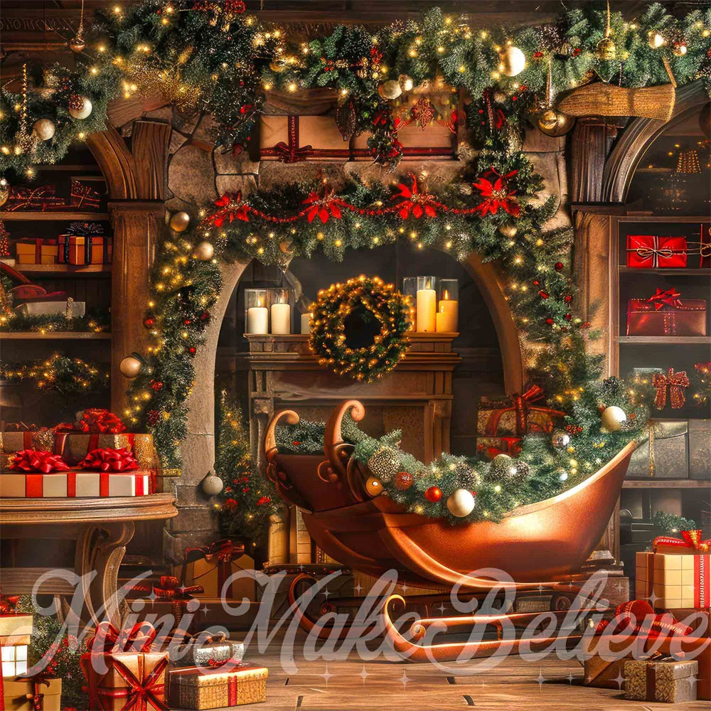 Kate Christmas Gift Store Sleigh Backdrop Designed by Mini MakeBelieve - Kate Backdrop AU