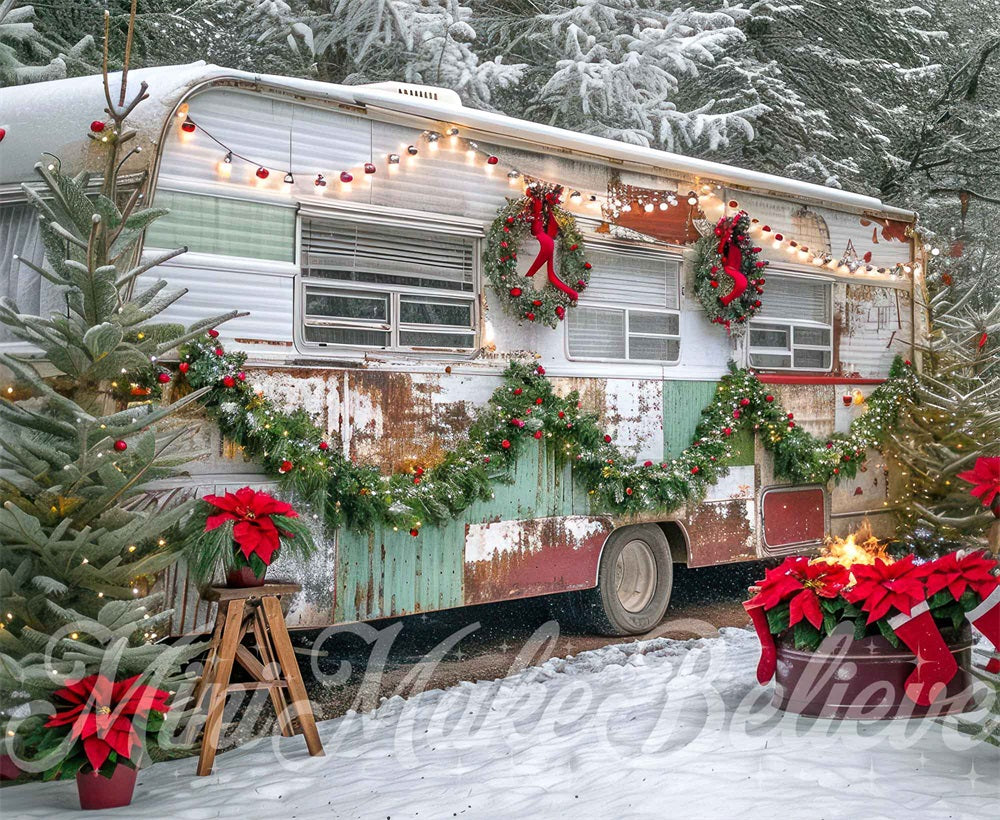 Kate Christmas Dingy RV Scene Backdrop Designed by Mini MakeBelieve - Kate Backdrop AU