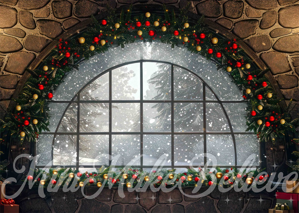 Kate Christmas Window Garland Arch Backdrop Designed by Mini MakeBelieve - Kate Backdrop AU
