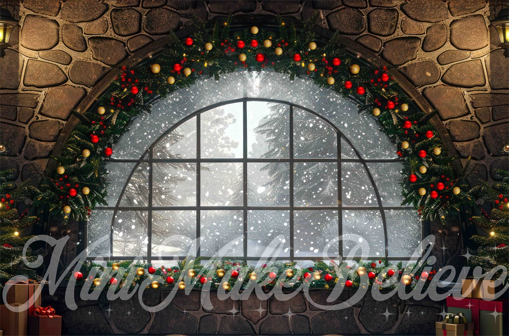 Kate Christmas Window Garland Arch Backdrop Designed by Mini MakeBelieve - Kate Backdrop AU