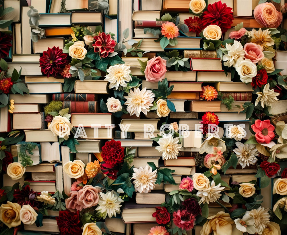 Kate Books Flowers Wall Backdrop Designed by Patty Robert - Kate Backdrop AU