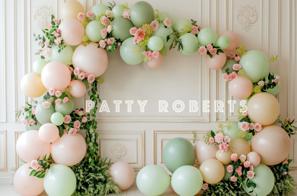Kate Green Balloons Roses Backdrop Spring Designed by Patty Robert - Kate Backdrop AU