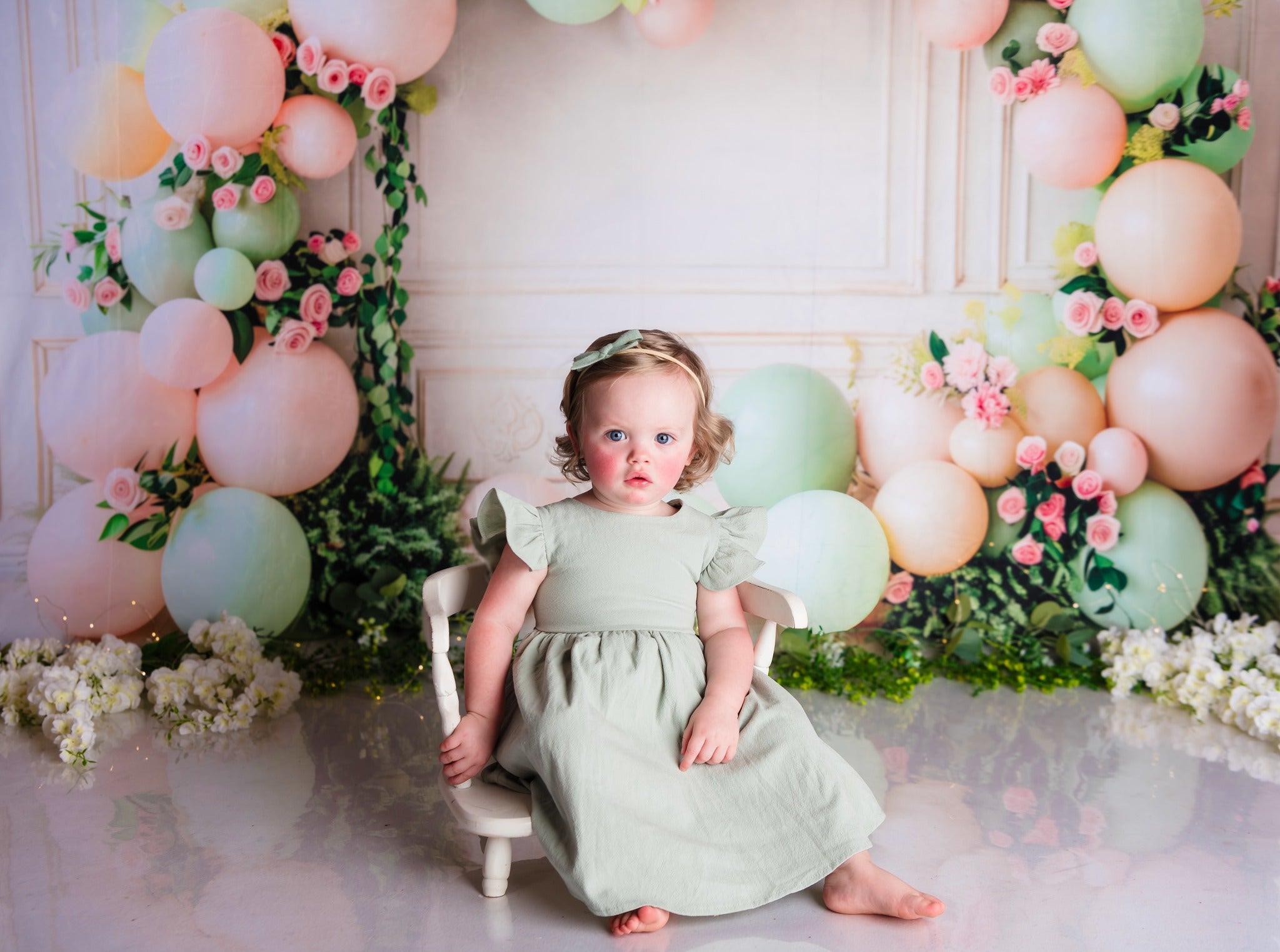 Kate Green Balloons Roses Backdrop Spring Designed by Patty Robert - Kate Backdrop AU