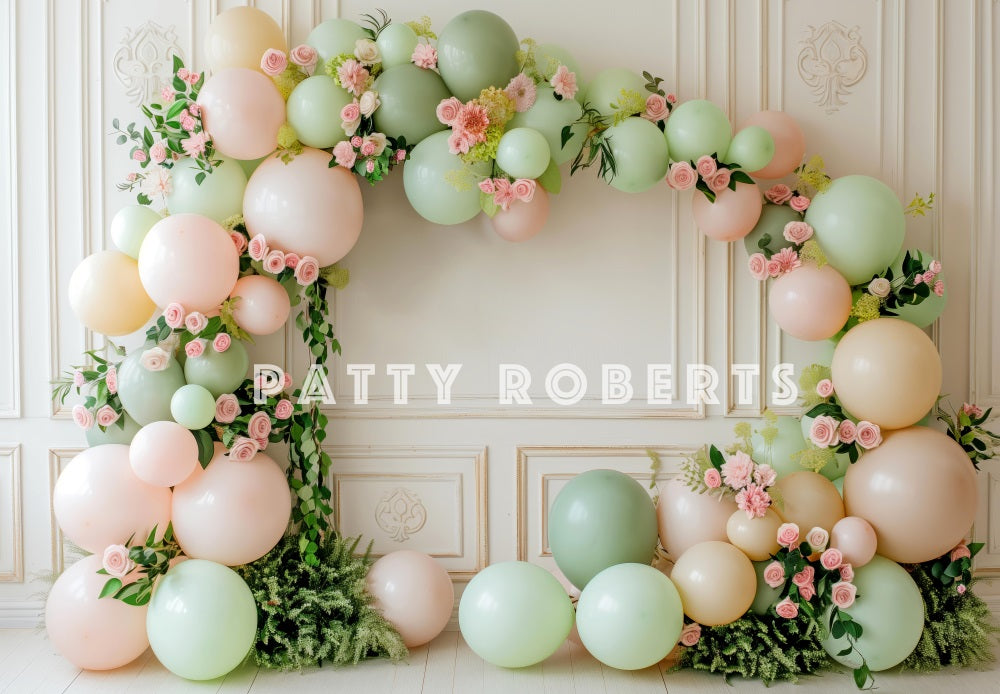 Kate Green Balloons Roses Backdrop Spring Designed by Patty Robert - Kate Backdrop AU