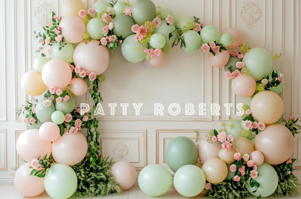 Kate Green Balloons Roses Backdrop Spring Designed by Patty Robert - Kate Backdrop AU