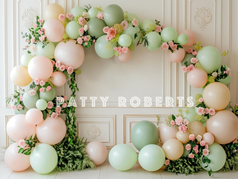 Kate Green Balloons Roses Backdrop Spring Designed by Patty Robert - Kate Backdrop AU