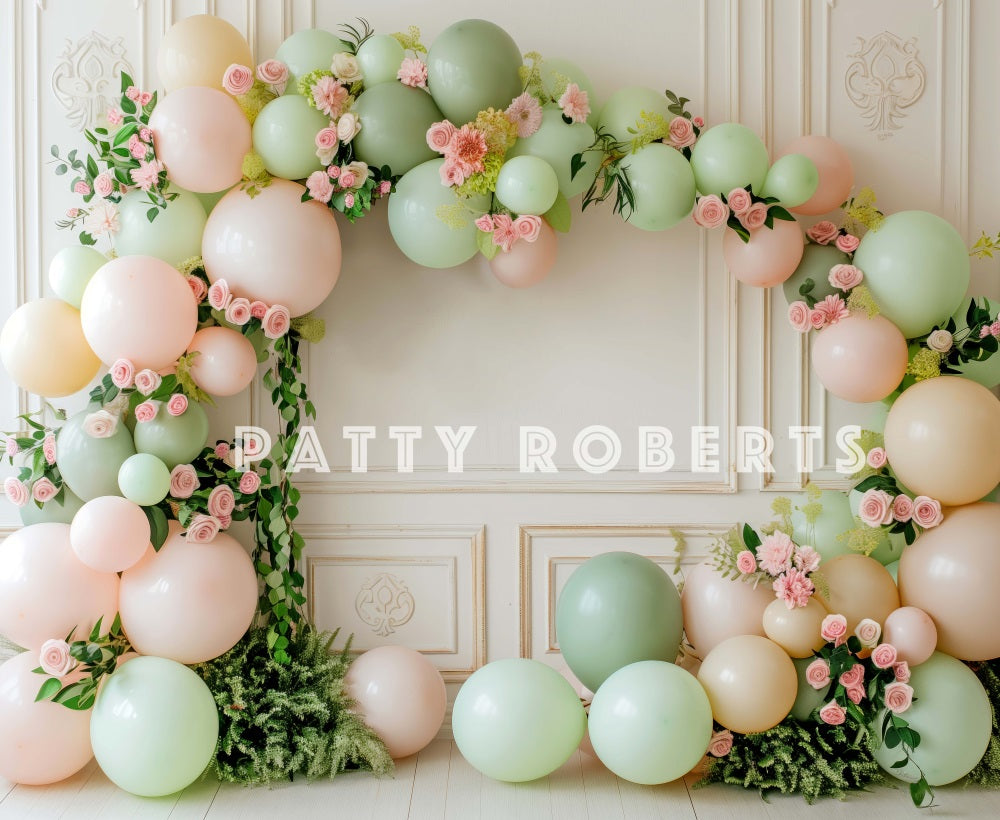 Kate Green Balloons Roses Backdrop Spring Designed by Patty Robert - Kate Backdrop AU