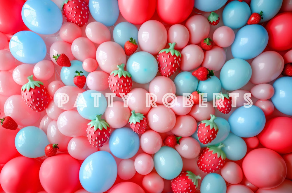 Kate Strawberry Pink Balloons Wall Backdrop Designed by Patty Robert - Kate Backdrop AU