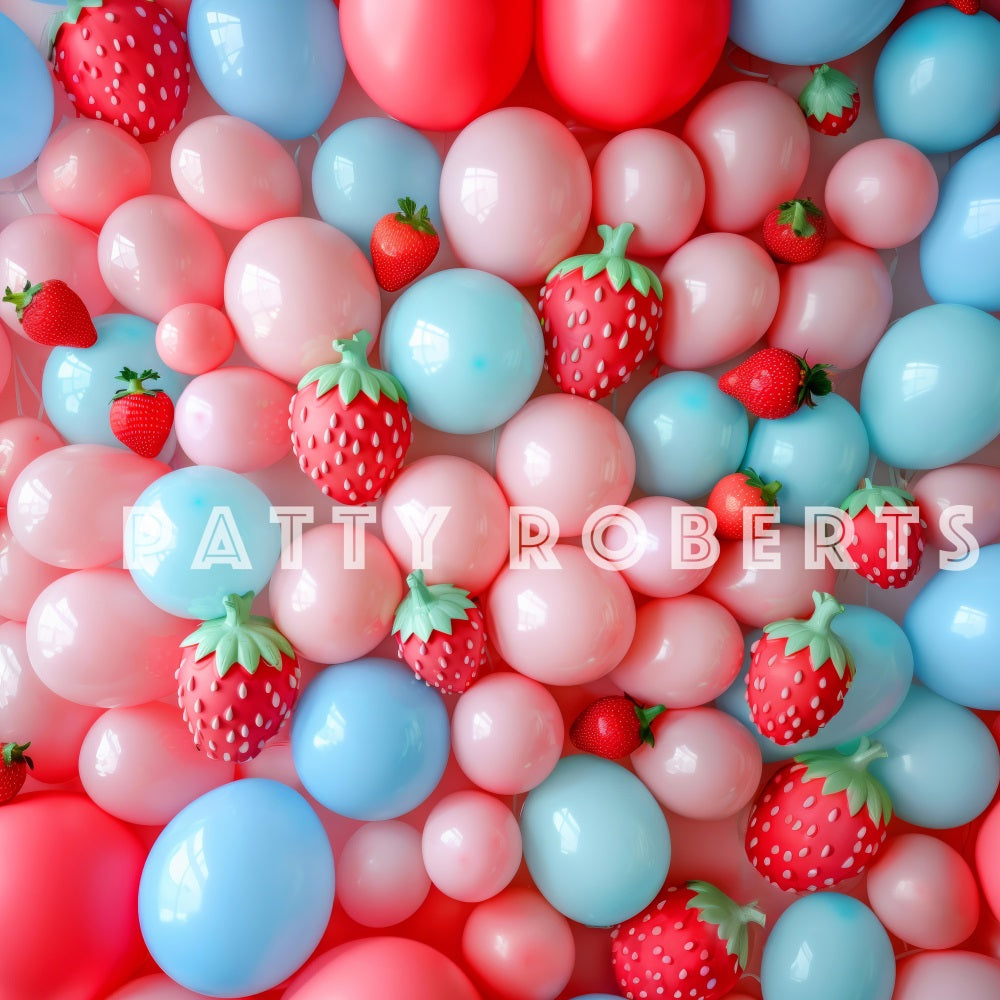 Kate Strawberry Pink Balloons Wall Backdrop Designed by Patty Robert - Kate Backdrop AU