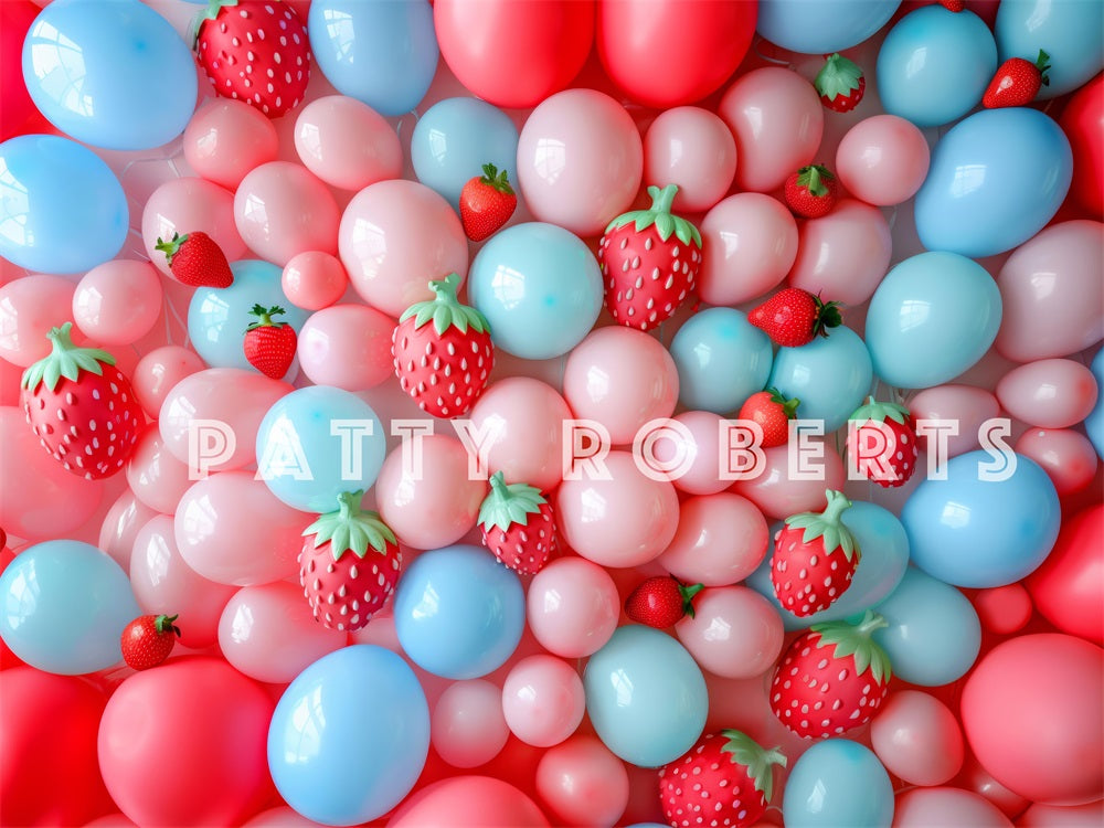 Kate Strawberry Pink Balloons Wall Backdrop Designed by Patty Robert - Kate Backdrop AU