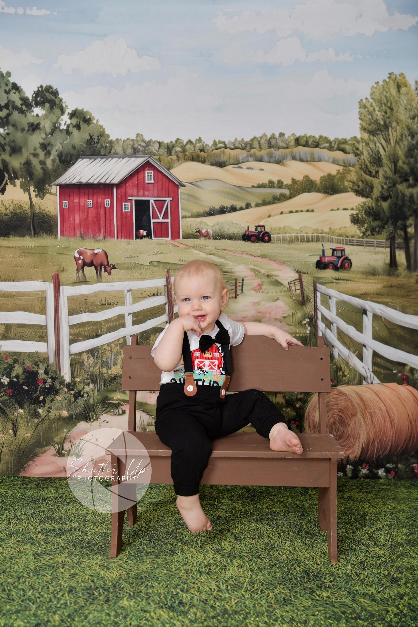 Kate Countryside Barn Hay Bale Farm Road Backdrop Designed by Patty Roberts