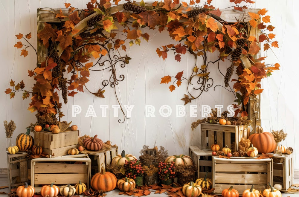 Kate Wooden Fall Arch Pumpkins Backdrop Designed by Patty Robert - Kate Backdrop AU