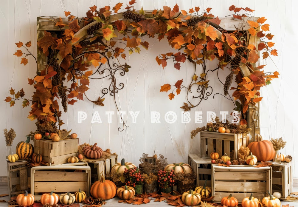 Kate Wooden Fall Arch Pumpkins Backdrop Designed by Patty Robert - Kate Backdrop AU