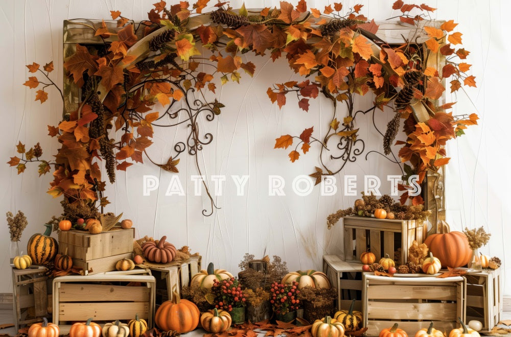 Kate Wooden Fall Arch Pumpkins Backdrop Designed by Patty Robert - Kate Backdrop AU