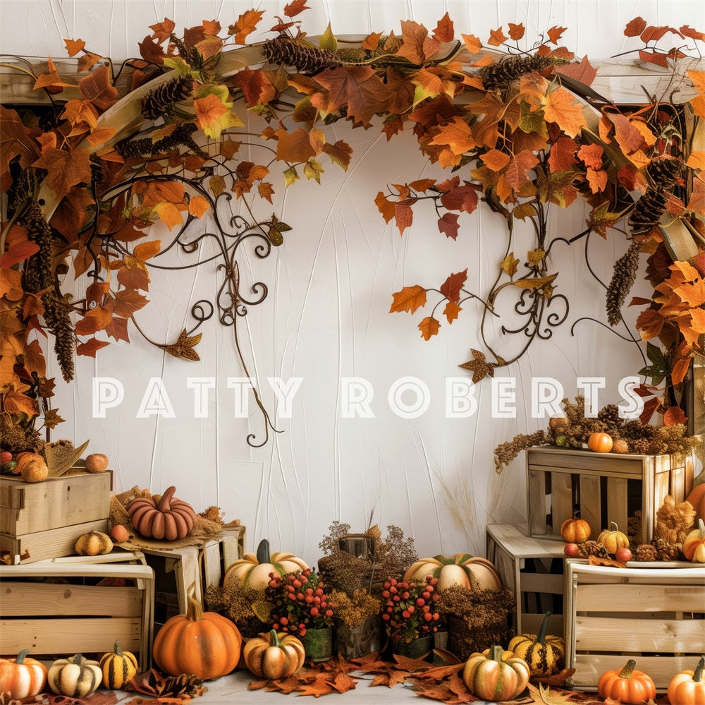 Kate Wooden Fall Arch Pumpkins Backdrop Designed by Patty Robert - Kate Backdrop AU
