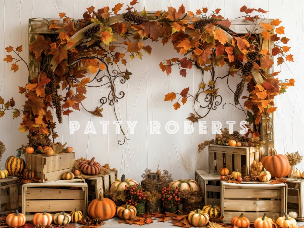 Kate Wooden Fall Arch Pumpkins Backdrop Designed by Patty Robert - Kate Backdrop AU