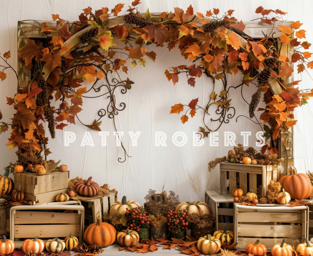 Kate Wooden Fall Arch Pumpkins Backdrop Designed by Patty Robert - Kate Backdrop AU