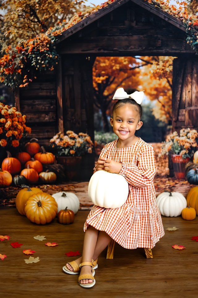 Kate Autumn Wooden Arch Pumpkin Backdrop Designed by Emetselch