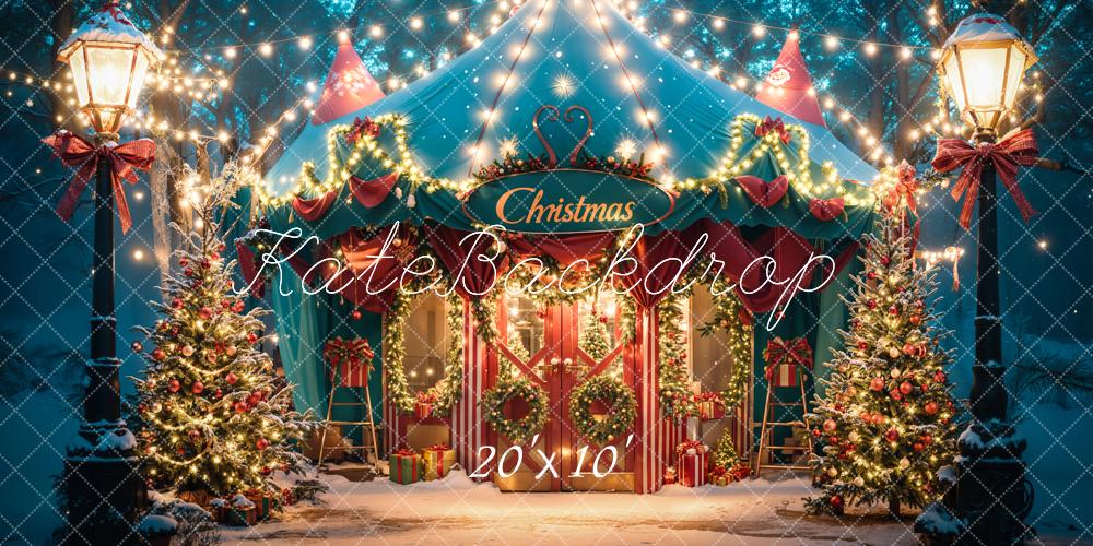 Kate Christmas Dreamy Forest Night Blue Tent Backdrop Designed by Emetselch - Kate Backdrop AU