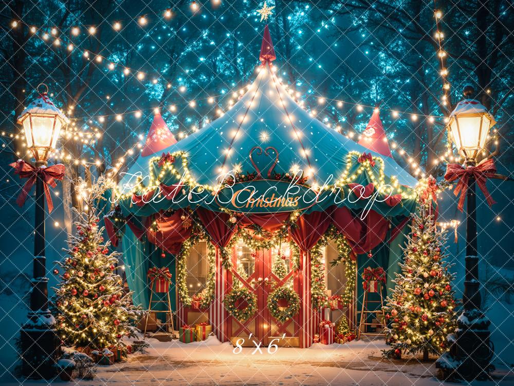 Kate Christmas Dreamy Forest Night Blue Tent Backdrop Designed by Emetselch - Kate Backdrop AU