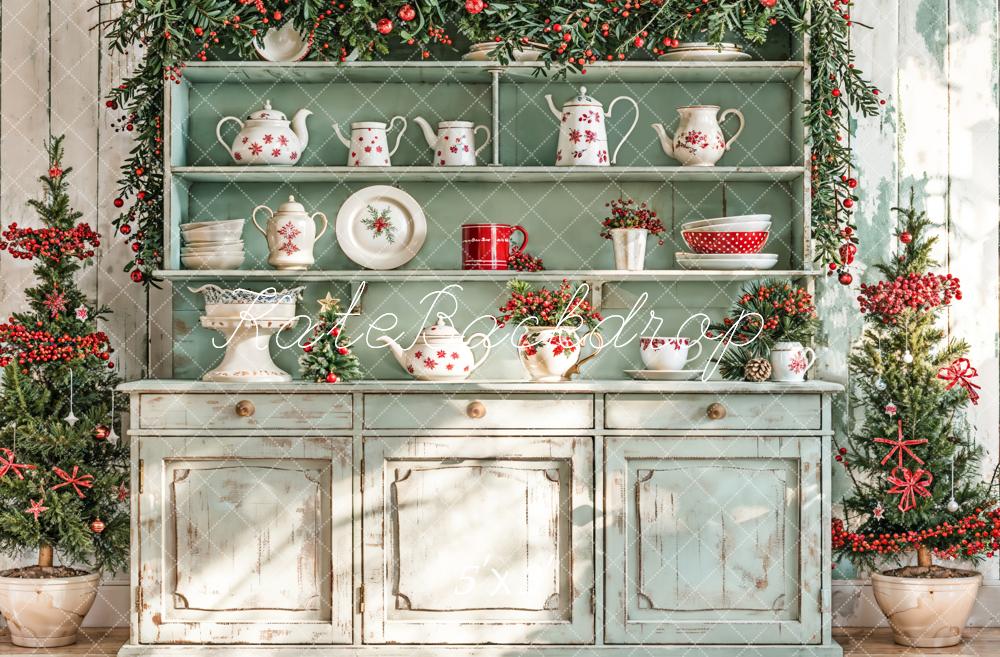 Kate Christmas Kitchen Sunshine Green Backdrop Designed by Emetselch - Kate Backdrop AU