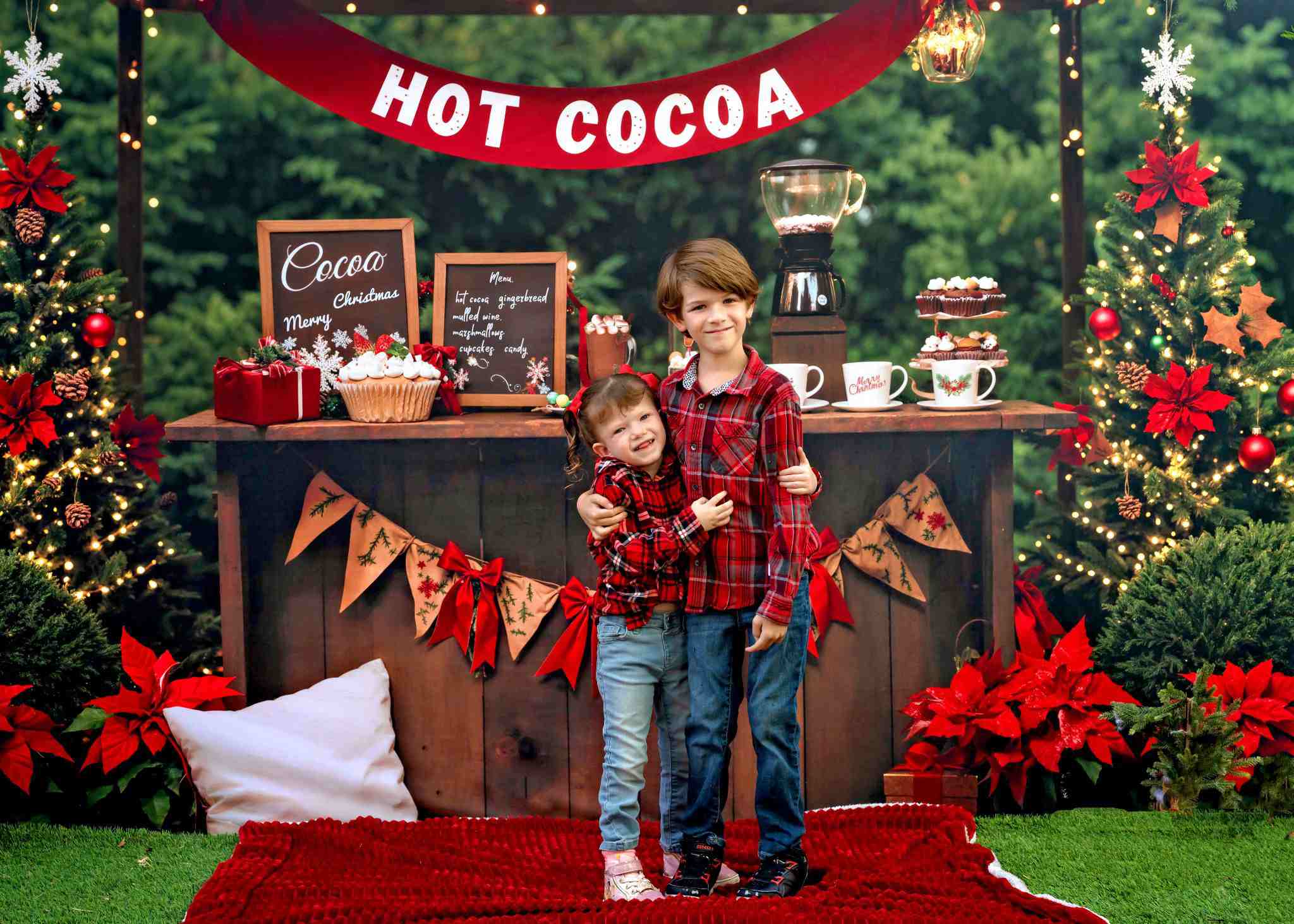 Kate Hot Cocoa Christmas Tree Backdrop Designed by Emetselch - Kate Backdrop AU