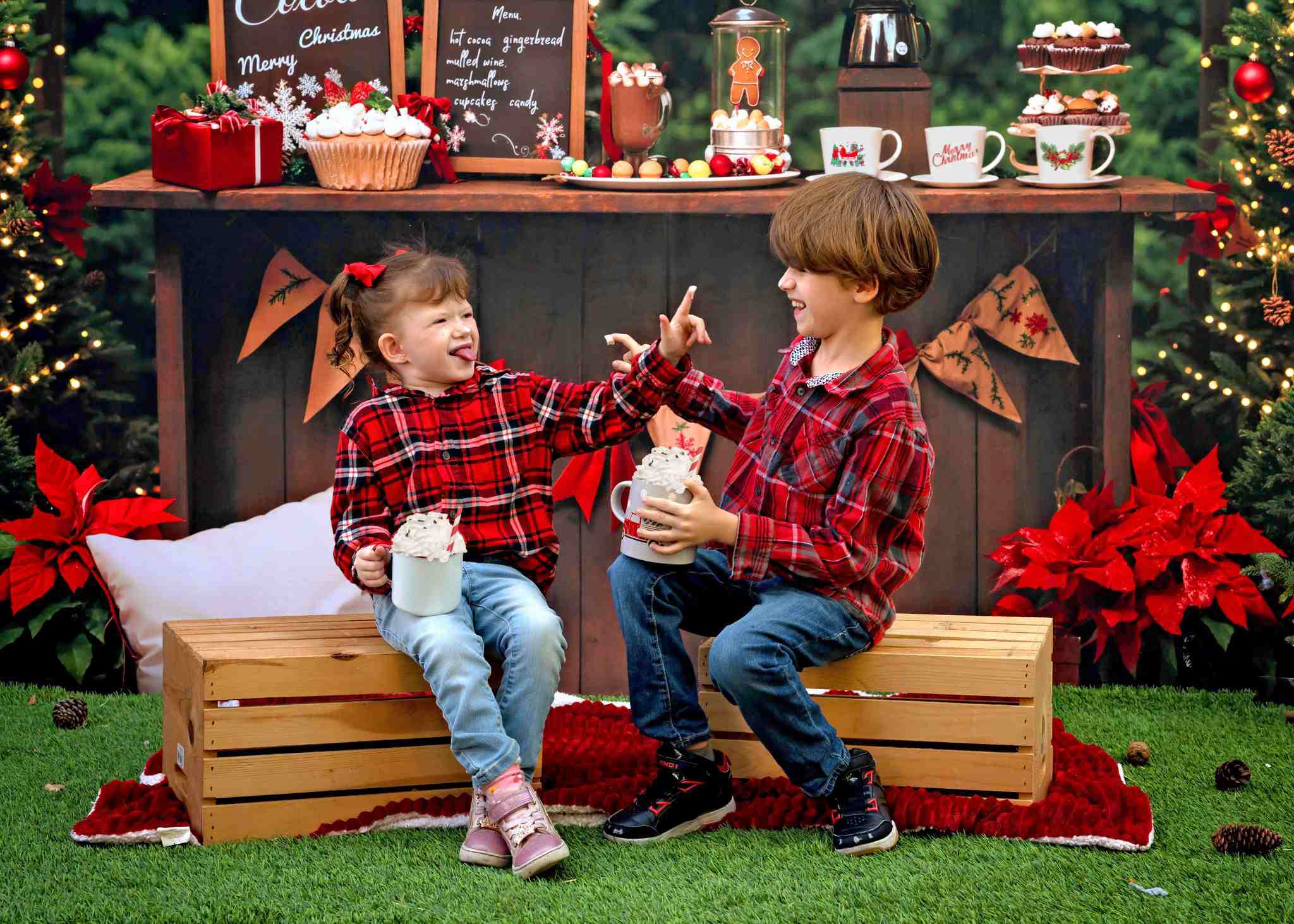 Kate Hot Cocoa Christmas Tree Backdrop Designed by Emetselch - Kate Backdrop AU