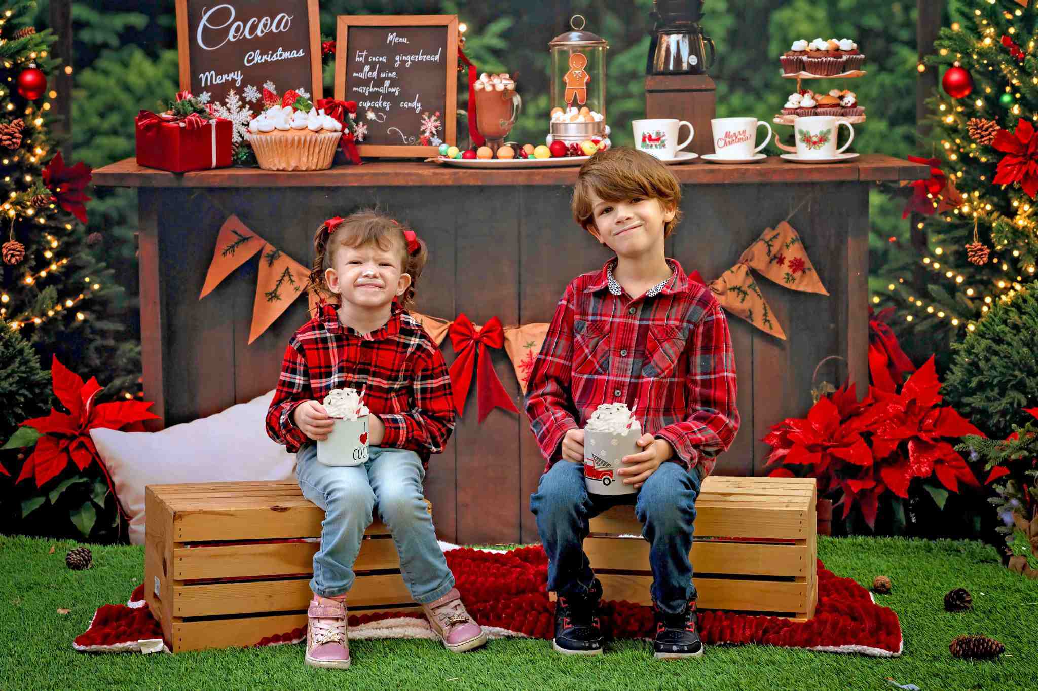 Kate Hot Cocoa Christmas Tree Backdrop Designed by Emetselch - Kate Backdrop AU