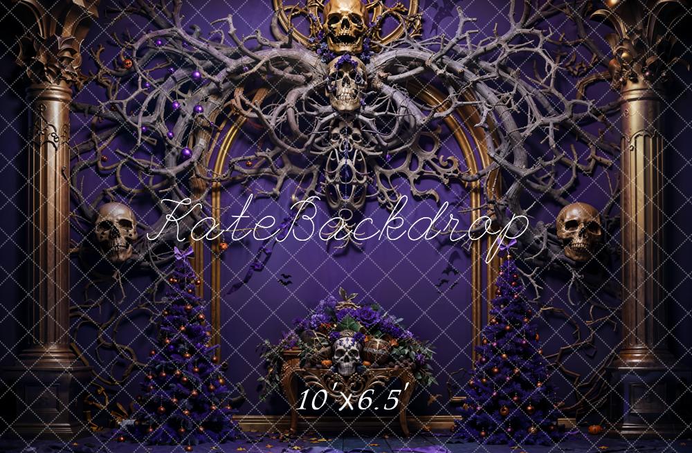 Kate Halloween Skeleton Vine Purple Wall Backdrop Designed by Emetselch - Kate Backdrop AU
