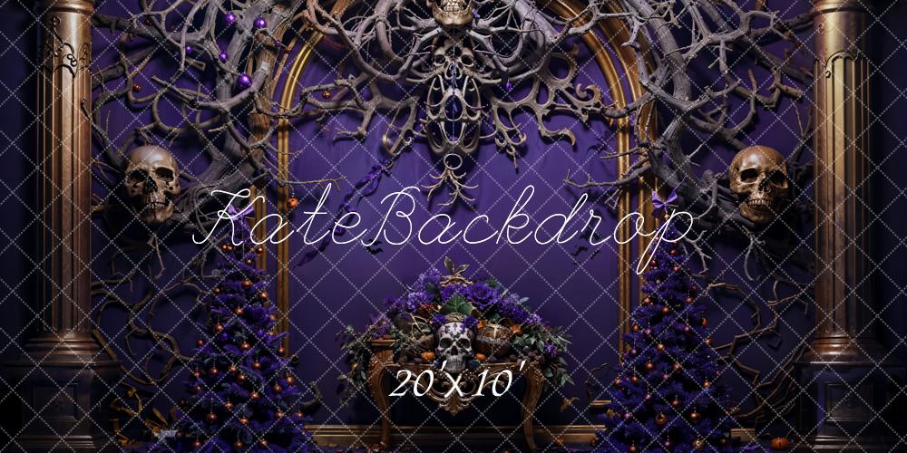 Kate Halloween Skeleton Vine Purple Wall Backdrop Designed by Emetselch - Kate Backdrop AU