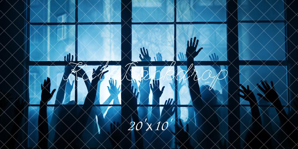Kate Blue Night Window Raise Hand Backdrop Designed by Chain Photography - Kate Backdrop AU